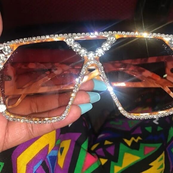 Oversized luxury rhinestone sunglasses main image 11